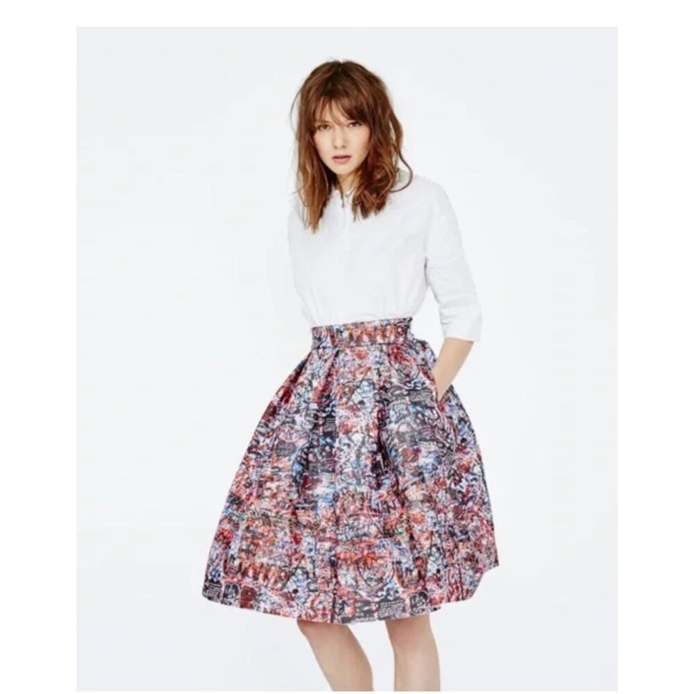 Maje Graffiti skirt 40 glamour grunge punk party pockets midi neoprene
